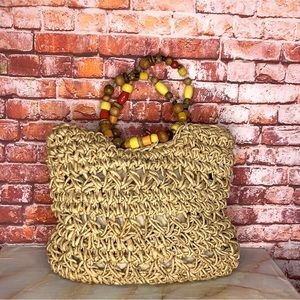 Vintage John Romain Raffia Tote With Beaded Handle